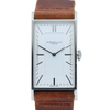 1990s Dunhill Wafer Ref. 8036 Stainless Steel Swiss Quartz Rectangular larger slim Dress Watch – White Dial on Leather Strap