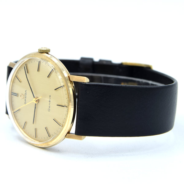 1970/73 Omega Unused N.O.S Geneve Watch 9ct Gold English Case Model 1318412 Buckle + Box