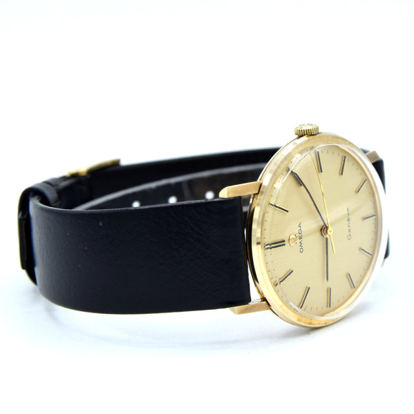 1970/73 Omega Unused N.O.S Geneve Watch 9ct Gold English Case Model 1318412 Buckle + Box