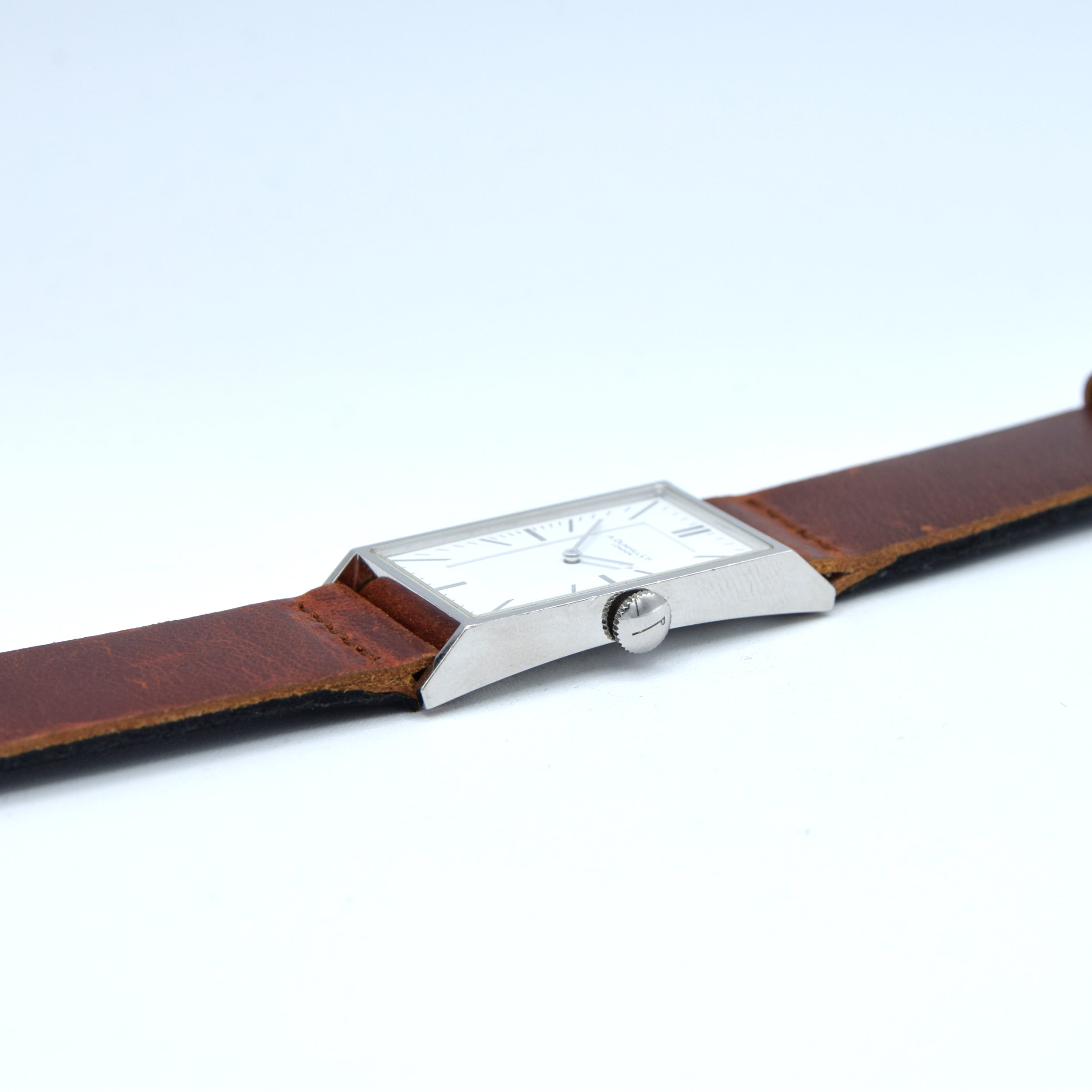 White Rectangle Watch 1990s Dunhill Wafer Ref. 8036 Stainless Steel Swiss Quartz Rectangular ...