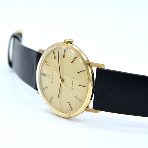 1970/73 Omega Unused N.O.S Geneve Watch 9ct Gold English Case Model 1318412 Buckle + Box