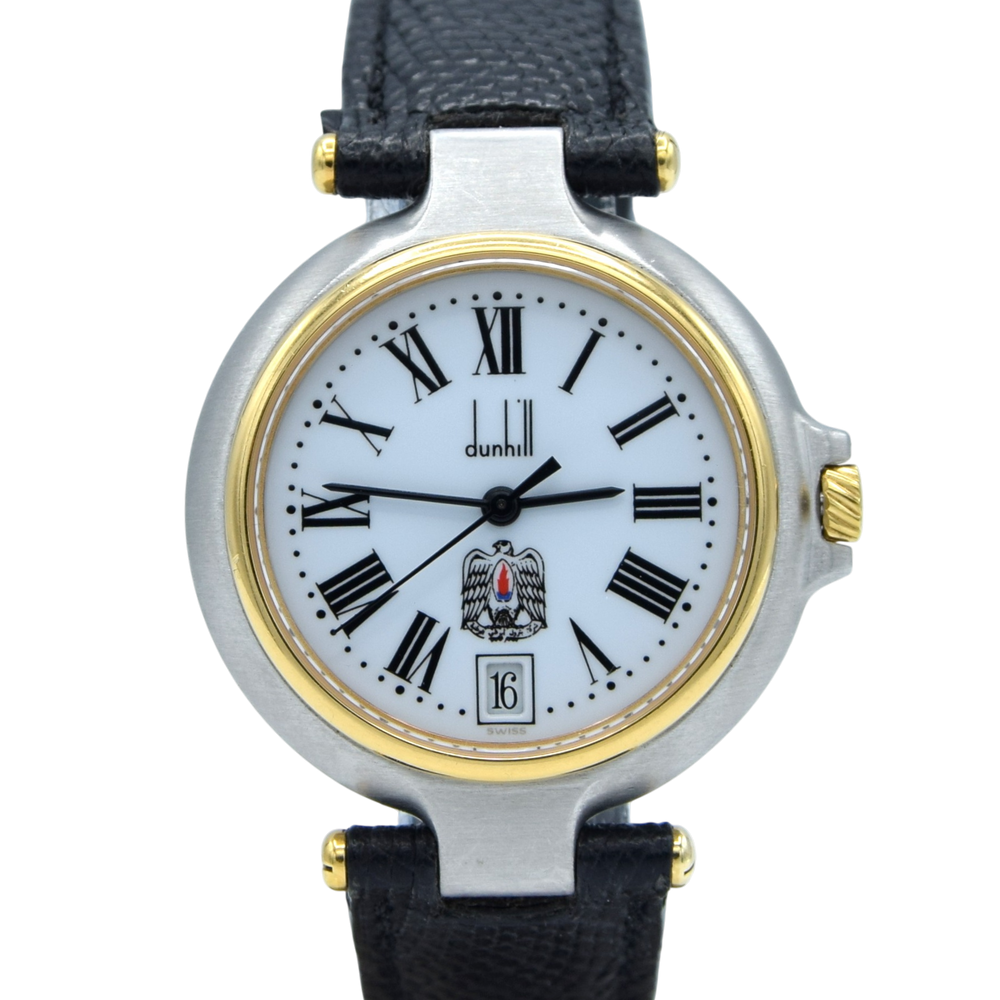 1980s Alfred Dunhill Millennuim swiss quartz unisex Wristwatch with Abu Dhabi / ADNOC Oil Logo