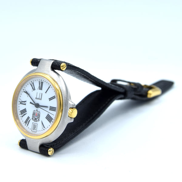 1980s Alfred Dunhill Millennuim swiss quartz unisex Wristwatch with Abu Dhabi / ADNOC Oil Logo