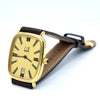 1980 Alfred Dunhill Guilloché / hobnail dial texture Gilt Rectangular Swiss Quartz Wristwatch – Roman Dial, Cabochon Crown