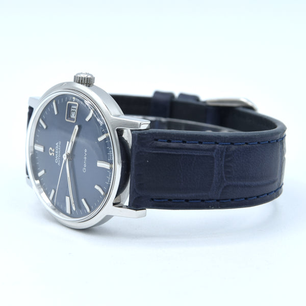 1969 Omega Geneve Automatic Date Model 166.070 Rare sunburst Electric Blue Dial caliber 565