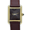 1983/84 Cartier Ladies Tank Mechanical with Unique Burgundy Red / Brown Patina Dial in 925 Sterling Silver Gilt