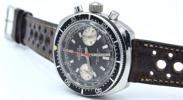 1969 Swiss Emperor 20 ATU diver chronograph – stainless steel – Valjoux 7733 – original tropical dial