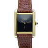 Cartier Ladies classic 1980s Vintage Tank Mechanical Manual Wind watch with Black Onyx- spider web lacquer
