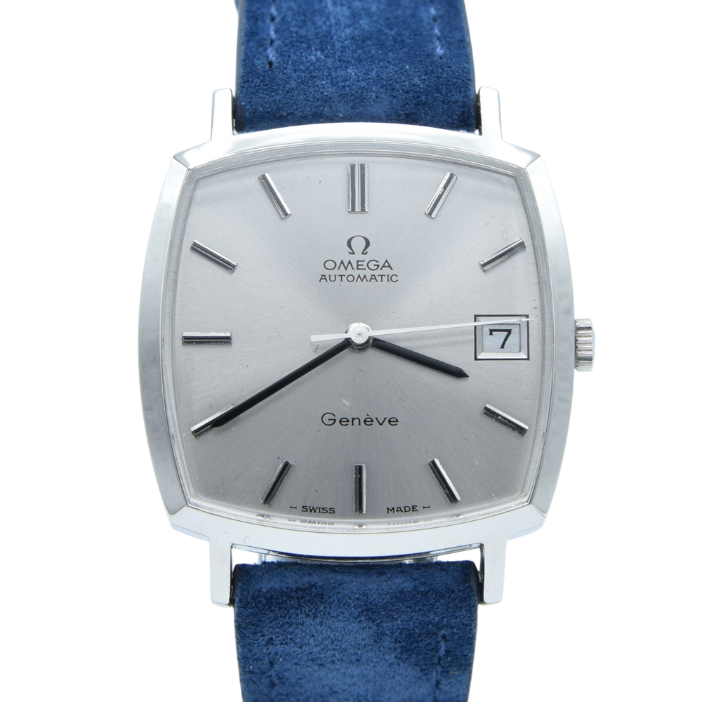 1973 Omega Genève “TV case” ref. 162.0052 – steel automatic – cal. 1012 – silver sunburst dial – original plexi & crown