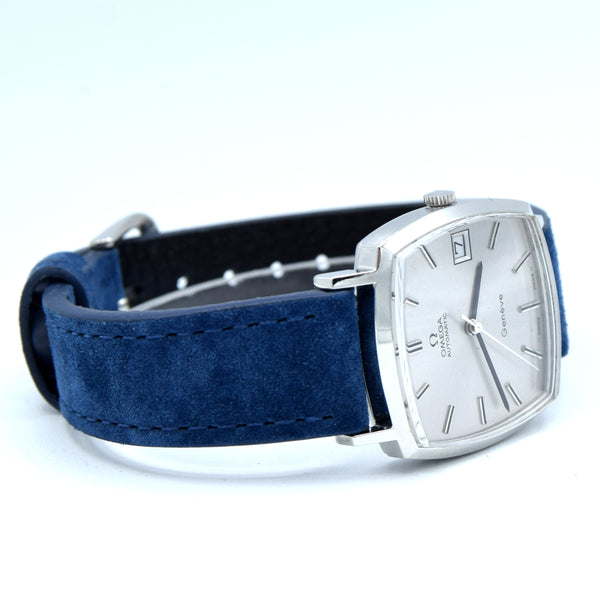 1973 Omega Genève “TV case” ref. 162.0052 – steel automatic – cal. 1012 – silver sunburst dial – original plexi & crown