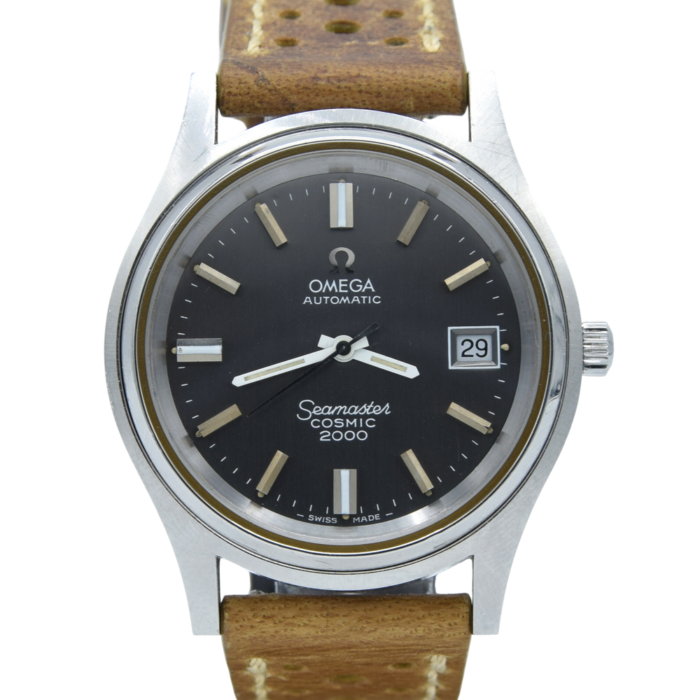 1971 Omega Large 38mm Seamaster Cosmic 2000 Automatic Date Model 166.128 with rarer Graphite Grey dial