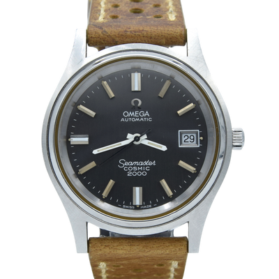 1971 Omega Large 38mm Seamaster Cosmic 2000 Automatic Date Model 166.128 with rarer Graphite Grey dial