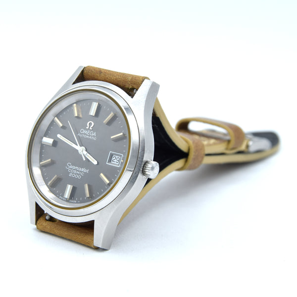 1971 Omega Large 38mm Seamaster Cosmic 2000 Automatic Date Model 166.128 with rarer Graphite Grey dial