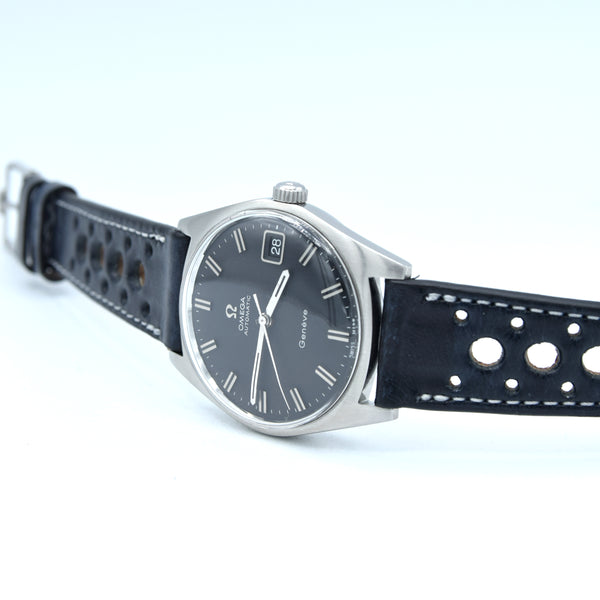 1968 Omega Geneve Automatic Date Model 166.041 original mint matte black dial in Steel Cal 565