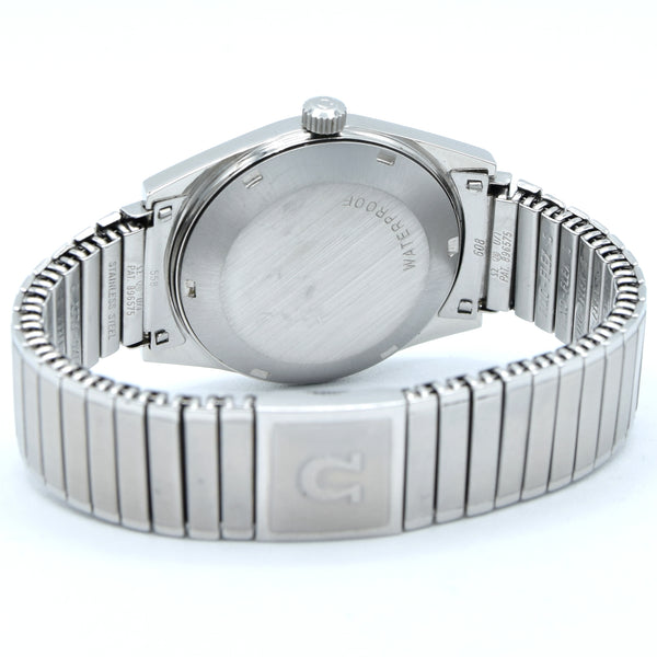 1969 Omega Rare Geneve Automatic Model 166.041 Silver sunburst dial on cool original Fixo - Flex bracelet Cal 565
