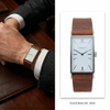 1990s Dunhill Wafer Ref. 8036 Stainless Steel Swiss Quartz Rectangular larger slim Dress Watch – White Dial on Leather Strap