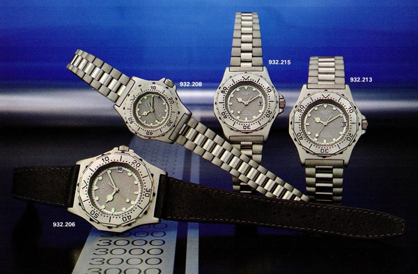 1986 Tag Heuer 3000 Ladies dive style watch Date  Model 932.208 Stainless Steel on Flip-Lock Bracelet