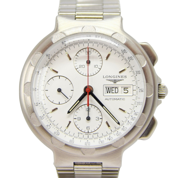 1987 Longines Conquest Chronograph Day Date Automatic Wristwatch Model 674-4943 with Box and Papers