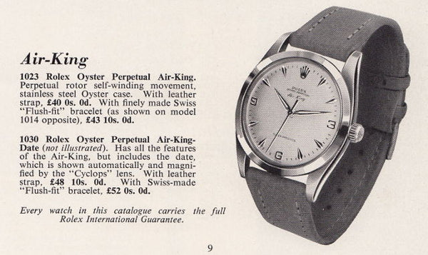 1965 Rolex Oyster Perpetual Air King Precision Model 5500 Rare 'No Lume' with satin silvered Dial in Stainless Steel