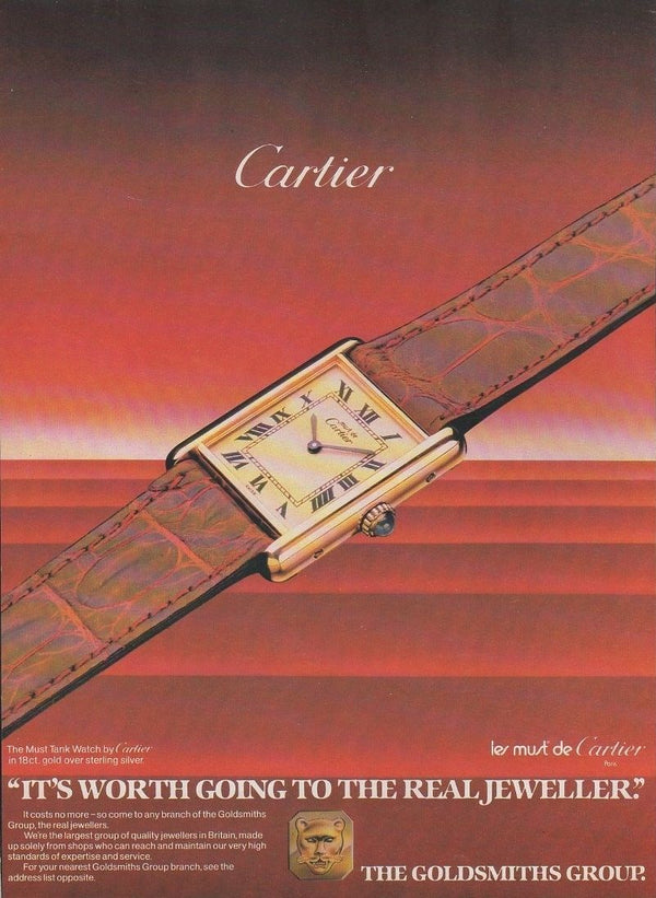 1970s Classic  Rare Cartier Tank Must De with 'Lemon' Roman Numeral Dial box, Buckle & Card