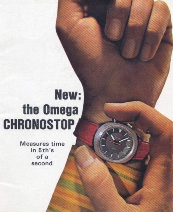 1967 Omega Chronostop Genéve Rarer drivers Model 145.010 with Grey Sloped Dial in Stainless Steel