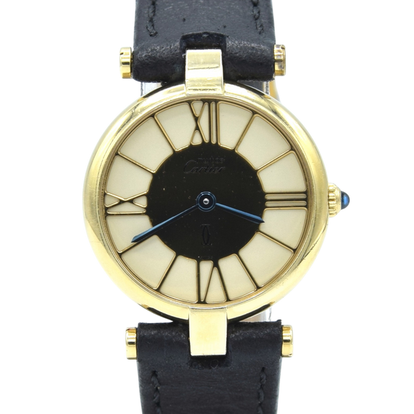 1988 Ladies Cartier 'Must de' Vendôme with Rare spider web Roman Dial - 925 Silver Gilt box & papers