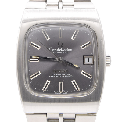 1974 Omega Constellation Chronometer Wristwatch Model 168.0058 Rare sunburst Grey Dial in Stainless Steel