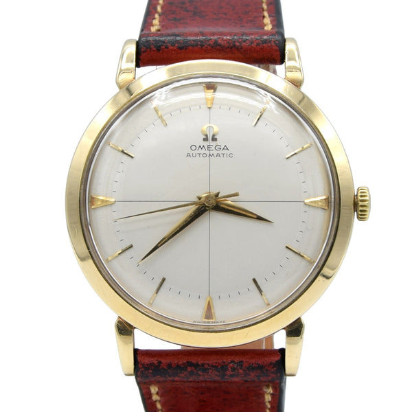 1958 All original Elegant Omega Automatic Dress Watch with Cross Hair Dial Model 13308 in 9ct Gold Cal 501
