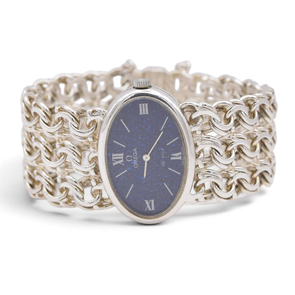 1973 Omega Rare & unusual De Ville “Jeux D’Argent” lapis 8349 silver Bracelet Watch Andrew Grima inspired