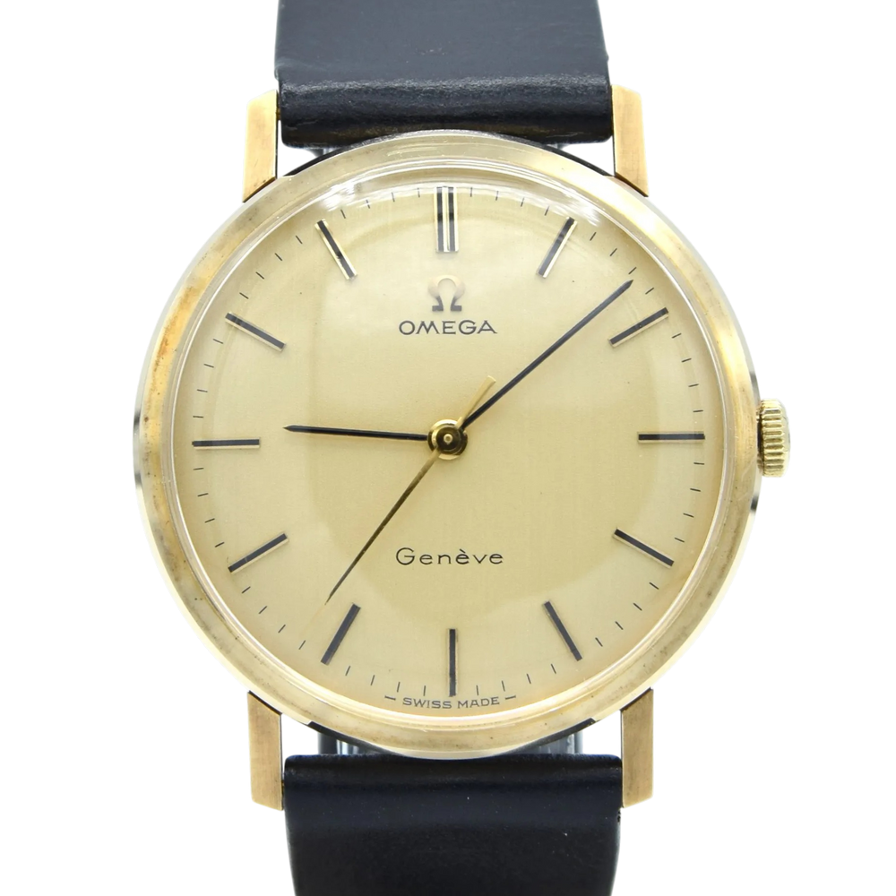 1970/73 Omega Unused N.O.S Geneve Watch 9ct Gold English Case Model 1318412 Buckle + Box