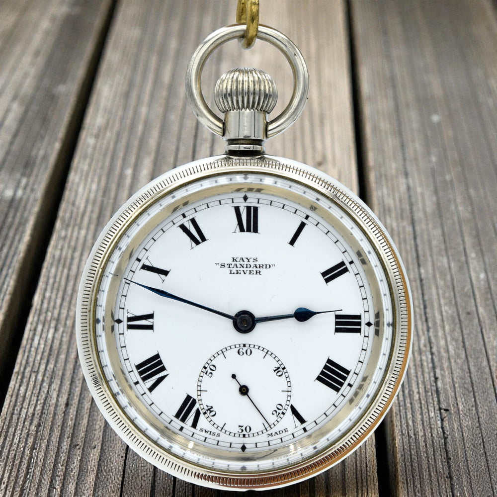 1930s kays "Standard" Swiss lever railway style pocketwatch Britain's Mail-Order Giant Worcester