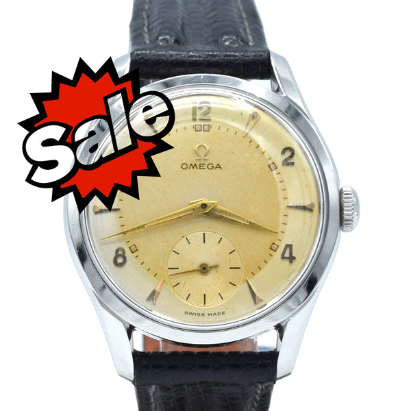 1952 Omega 36mm Model 2639 in a Substantial Stainless Steel Screw-Back Case All Original two tone dial