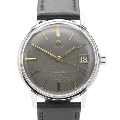 1965 Omega Seamaster 600 unusual rare  graphite grey quilted dial  in Stainless Steel Model 136.011