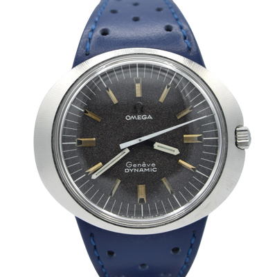 1969 Omega Geneve with Gorgeous matte grey Dial Model 135.033 in steel with strap and buckle