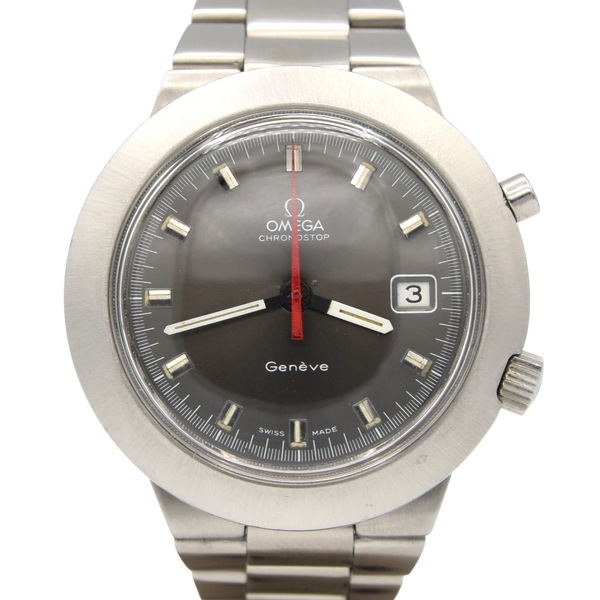 1969 Omega Rare Jumbo "Chronostop Fontana Pentatlon" Geneve with Grey Dial Model 146.012 on Bracelet