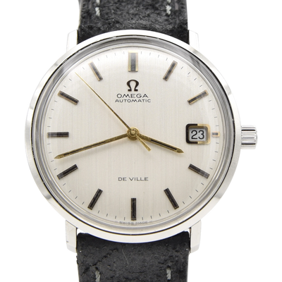 1968 Omega Deville steel Automatic all original satin Dial date Model 166.033 Mint condition