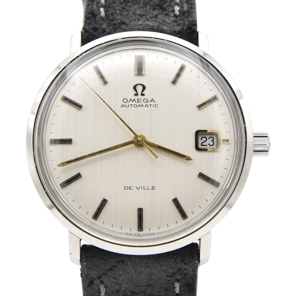 1968 Omega Deville steel Automatic all original satin Dial date Model 166.033 Mint condition