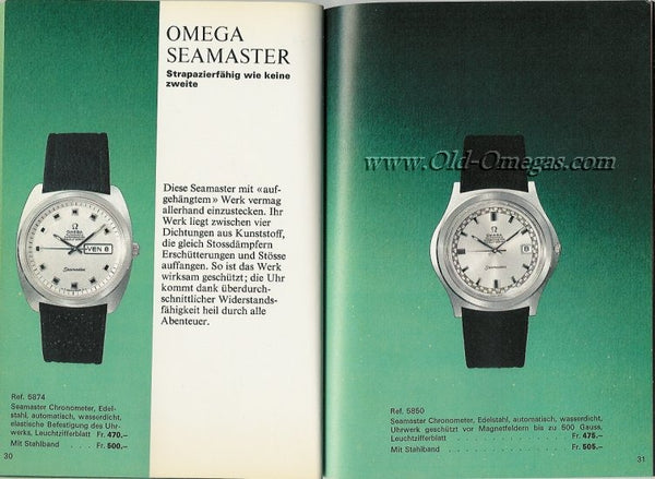1969 Large Omega Seamaster Automatic Rare Chronometer Day/Date Model 168.034 with Glitter Dial in Stainless Steel