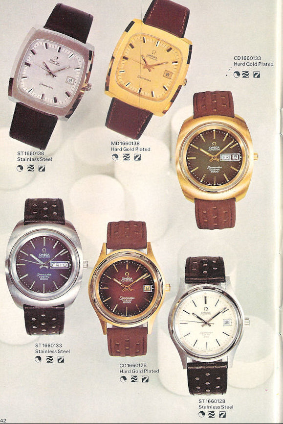 1971 Omega Rare Large Seamaster Cosmic 2000 Automatic Date Model 166.128 with Gloss Brown Spider Web Dial in Gold & Steel