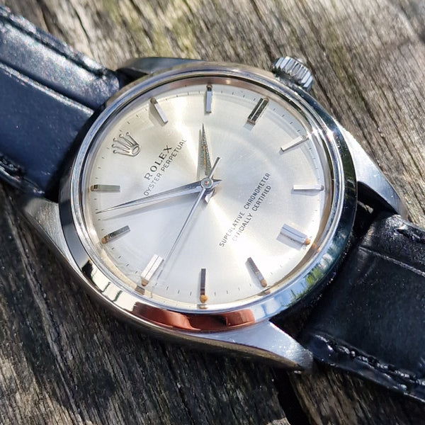 1963 Rolex Oyster Perpetual chronometer certified Model 1002 with satin silvered Dial in Stainless Steel