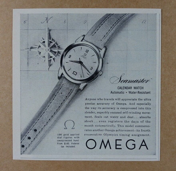 1954 Omega Seamaster bumper Automatic first Date Wristwatch Model 2757 Off-White Dial in Steel