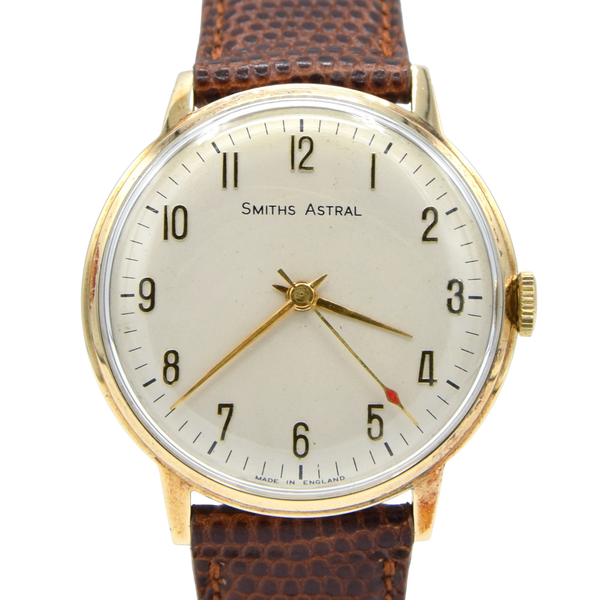 1966 Solid 9ct Gold Smiths Astral Watch – Beautiful Cream Dial with Full Applied Arabic Numerals – Fully English Made
