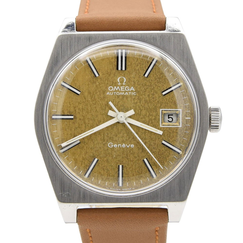 1973 Omega Genève Automatic Model 166.0118 - Rare unique "Tropical" Patina Dial & Tissot Joint Calibre