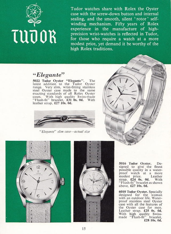 1959 Tudor Oyster 'Elegante' Wristwatch Model 7960 with rare Dial in Stainless Steel 34mm