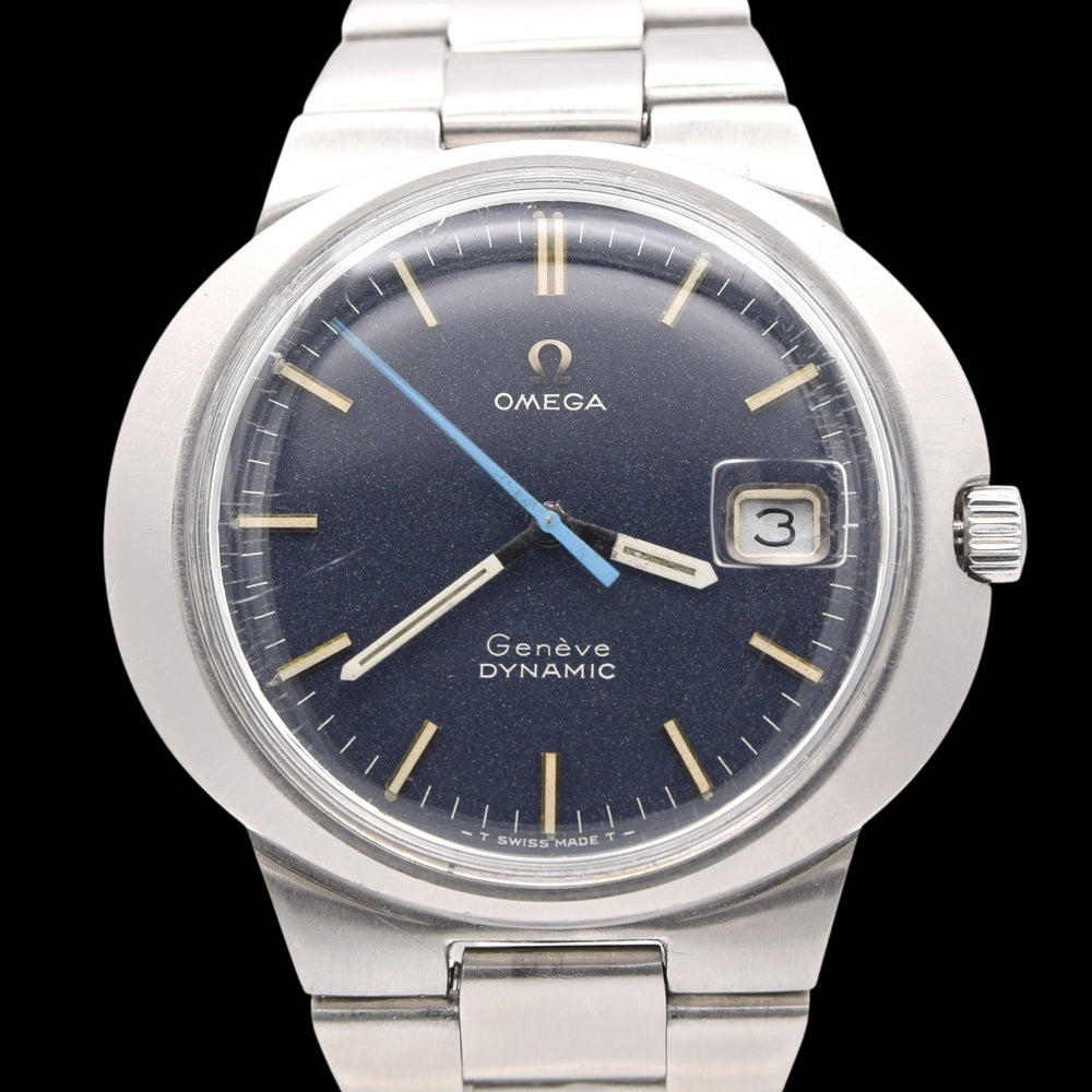 1969 Omega Geneve  dynamic with Gorgeous matte blue Dial Model 136.033 in steel with box