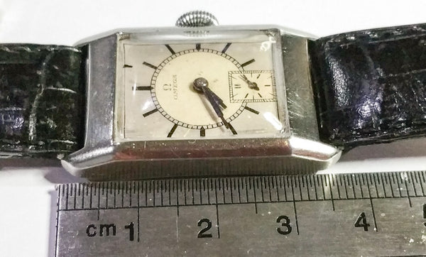 Omega with Original Two Tone Dial in Deco Style Stainless Steel Case 1934