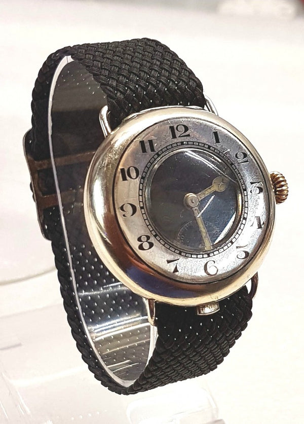 Military Half Hunter Trench with Black Dial in Silver 1917