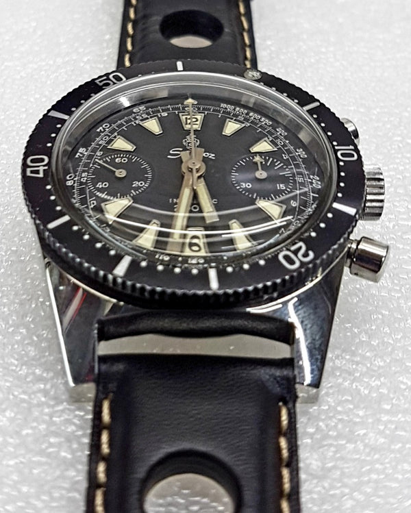 Sandoz Chronograph with Black Dial in Stainless Steel Circa 1960s