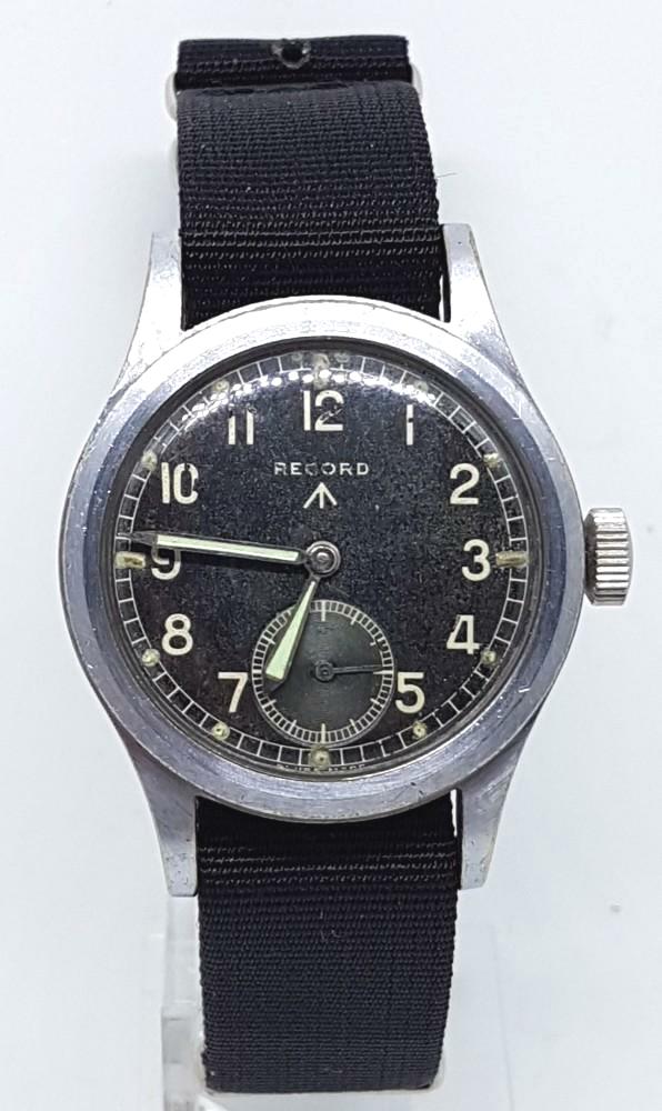 Record British Military WWW WW2 Dirty Dozen Wristwatch Circa 1940s