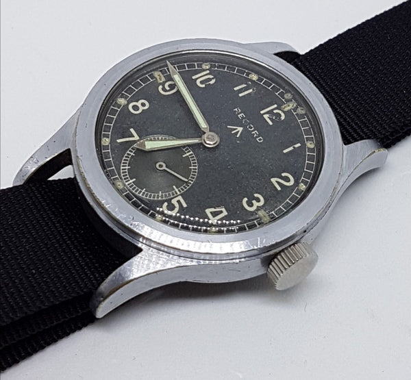 Record British Military WWW WW2 Dirty Dozen Wristwatch Circa 1940s